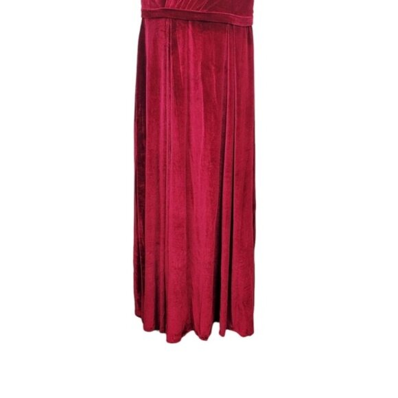 JJs House Womens Burgundy Red Velvet Pleated Side Slit Gown Dress Size 16 NWT - Picture 5 of 8